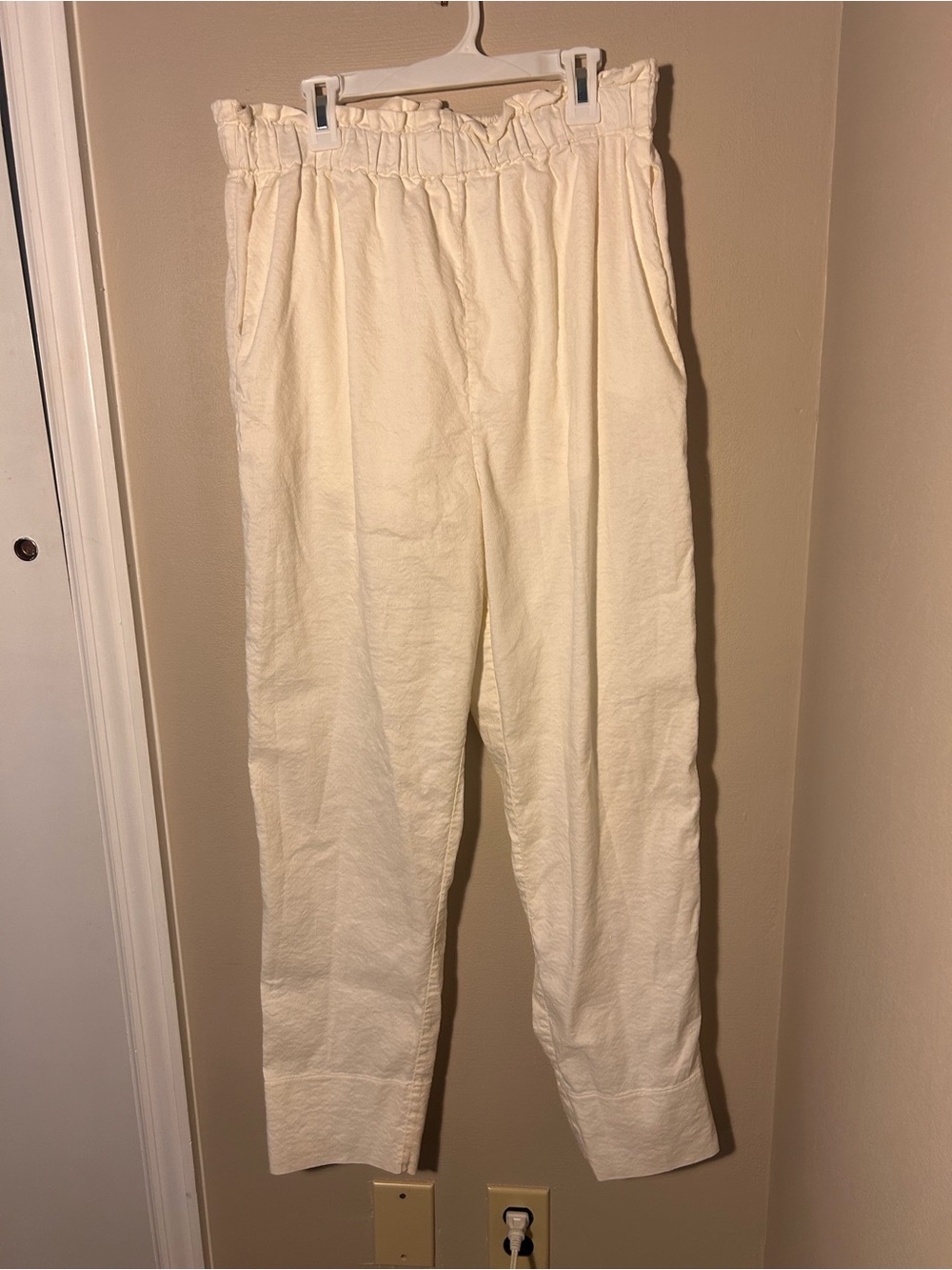 ADAY KICK BACK CREAM LINEN BLEND PULL ON PANTS SIZE LARGE